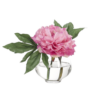 Real-Touch Peony, Pink, Glass Vase, 11wx7dx7h
