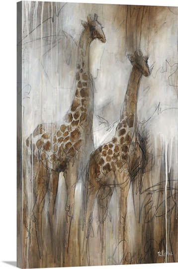 'étude Girafe En Peignant Imprimer Rikki Drotar, 24" H x 16" L x 1.5" D, Toile
