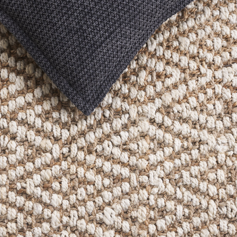 Natural Fiber Handwoven Jute Geometric Rug, Rectangle 5' x 8'