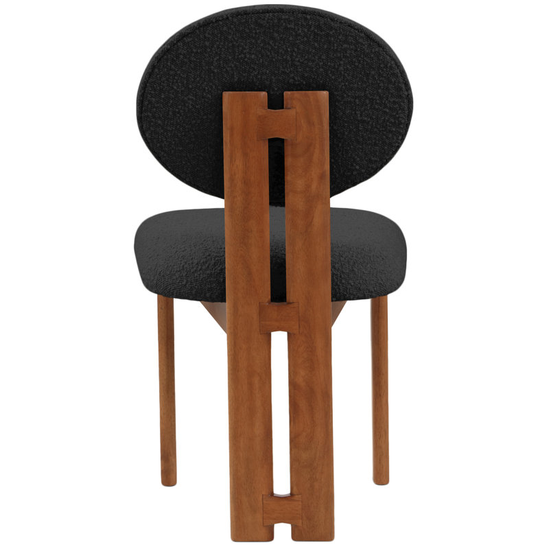 Napa Brityn Boucle Fabric Upholstered Side Chair, Black Boucle Fabric, Walnut