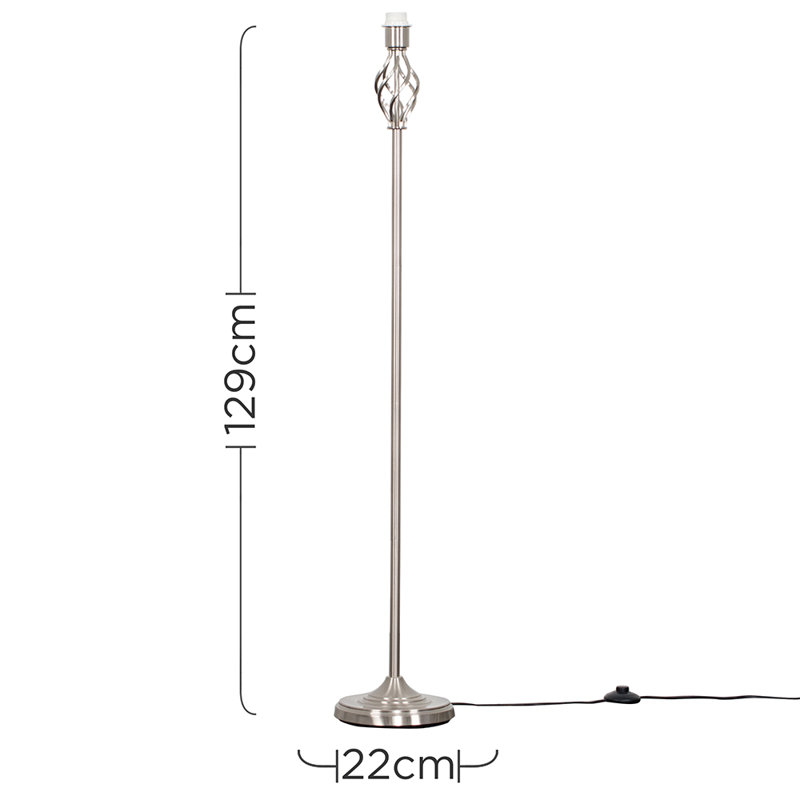 Axelrod 129cm Traditional Floor Lamp, Brushed Chrome