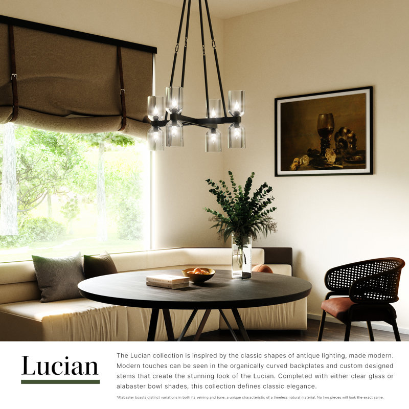 Lucian 8 - Light Chandelier, Vintage Brass/Clear Crystal