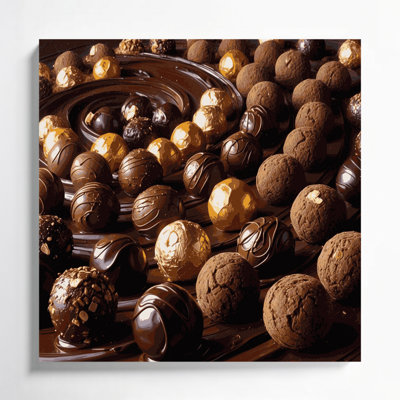 Desserts Chocolate truffles Black Canvas Wall Art