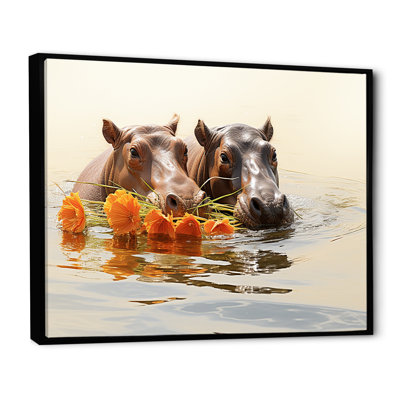 Grey Rivers Romantic Serenade - Hippopotamuswall Art
