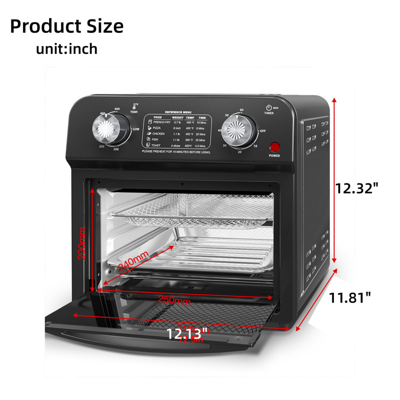 12.5-Quart 7-In-1 Multi-Function Convection Oven, Stainless Steel, Black