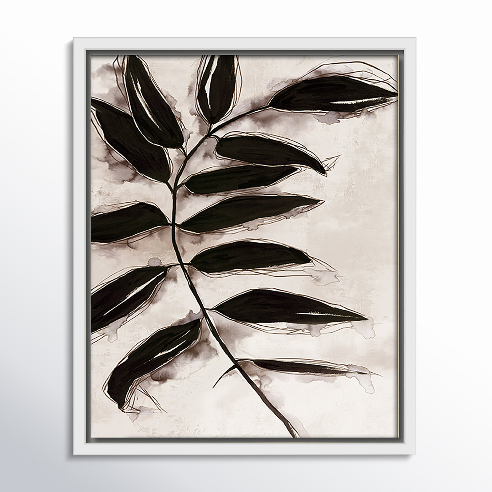 Leaves "Leaves II" Print, 11.5" H x 9.5" W x 2" D, White Framed