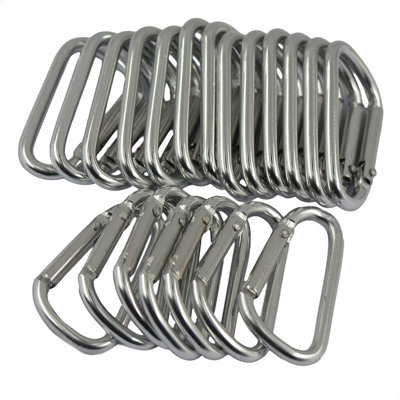 50 Pack Aluminum Carabiner Key Hook Keychain Buckle D Shape Spring Clip Snap