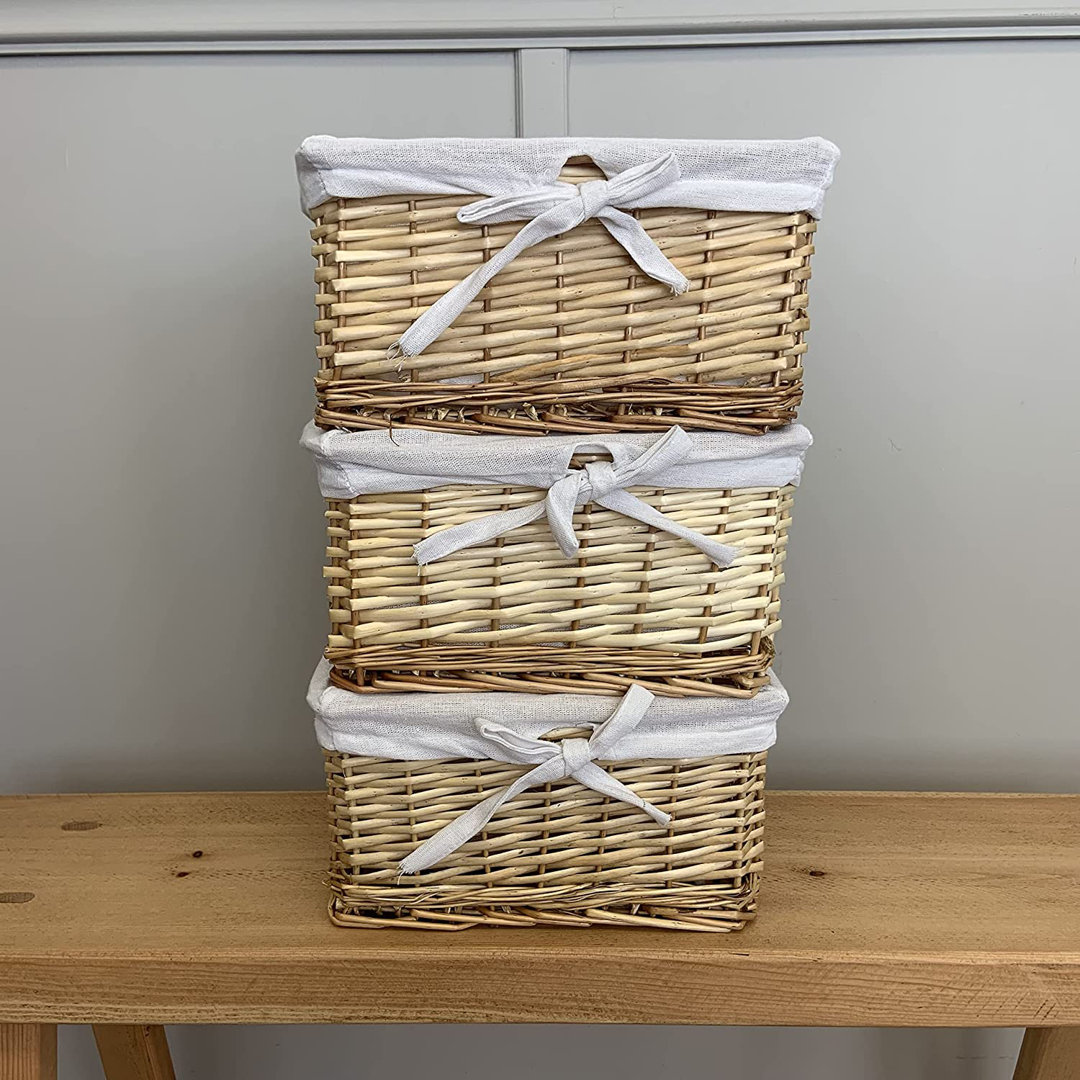 Rectangular Wicker Storage Basket with Removable Lining