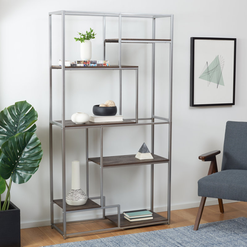 Étagère à livres en fer H 70,3 "x l 38" Keiden, Argent