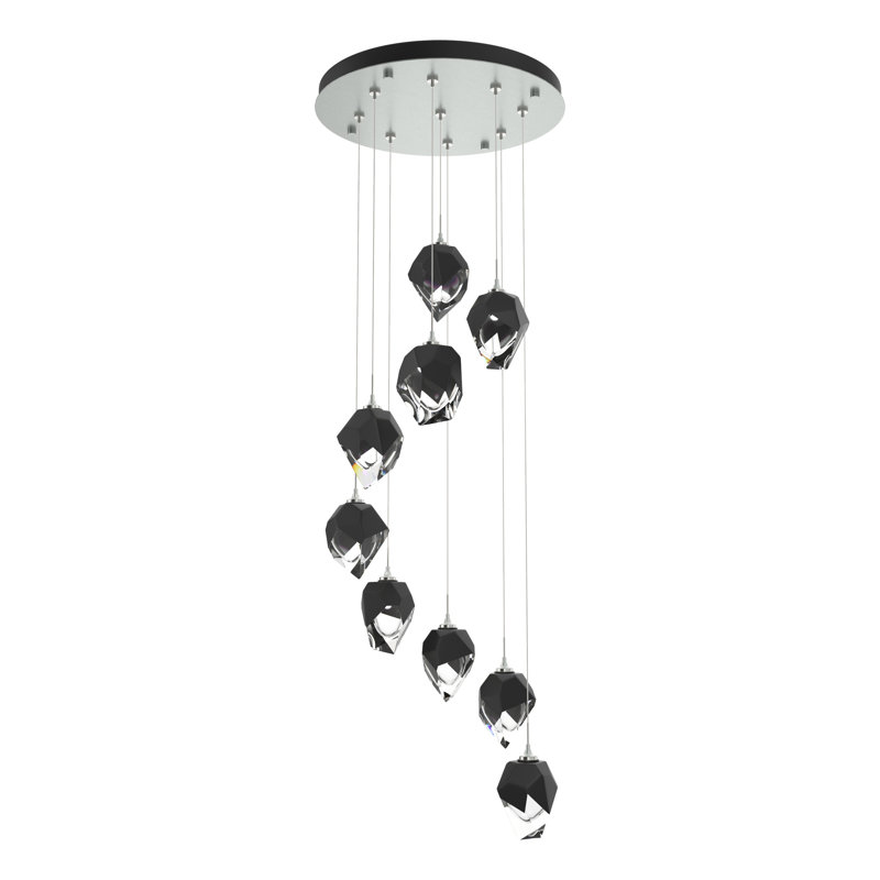 Chrysalis 9 - Light Cluster Geometric Pendant, Vintage Platinum, Black, 12" - 80"