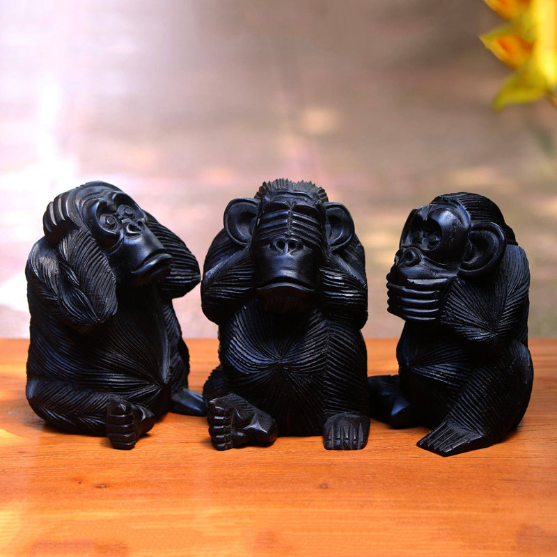 Ensemble de sculptures en bois 3 pièces Cioffi