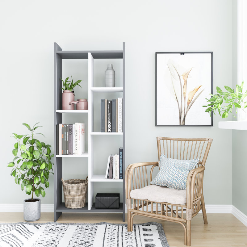 Gjylnaze 63'' H x 24.89'' W Standard Bookcase, Anthracite/White