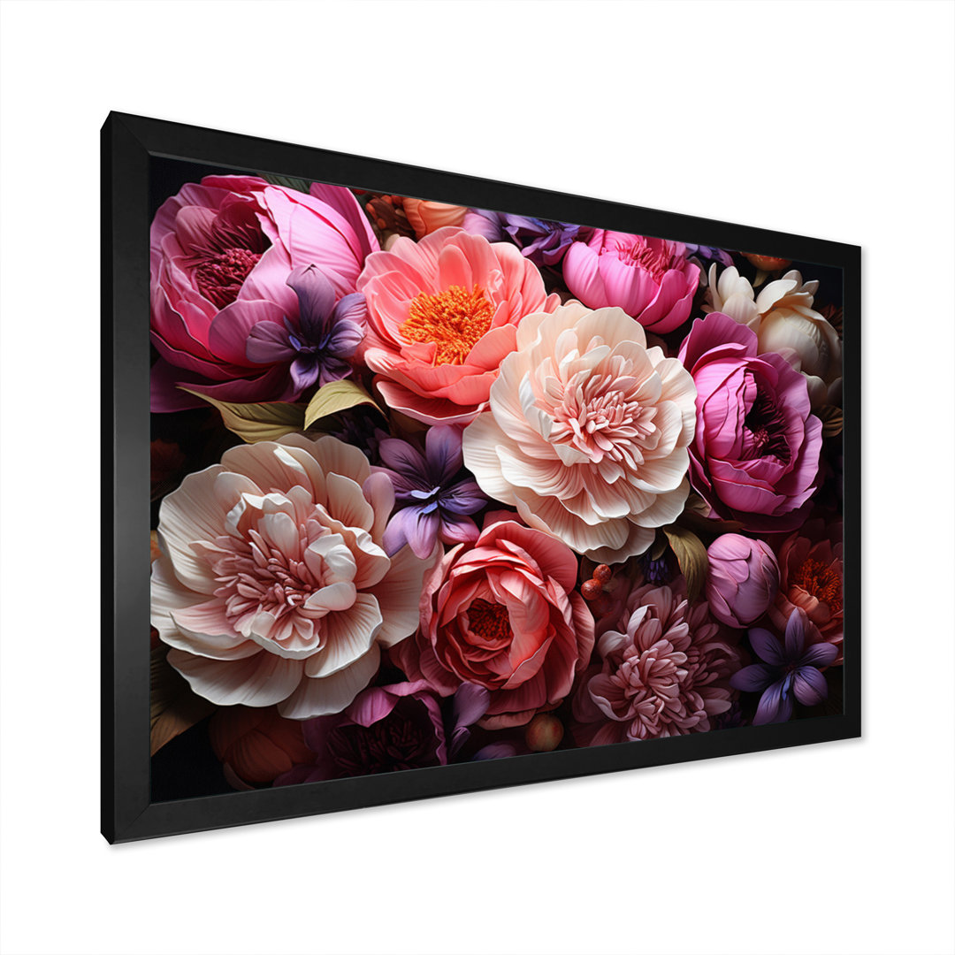 Asian Art Peonies In Pink IV - Asian Art Framed Wall Art Winston Porter 