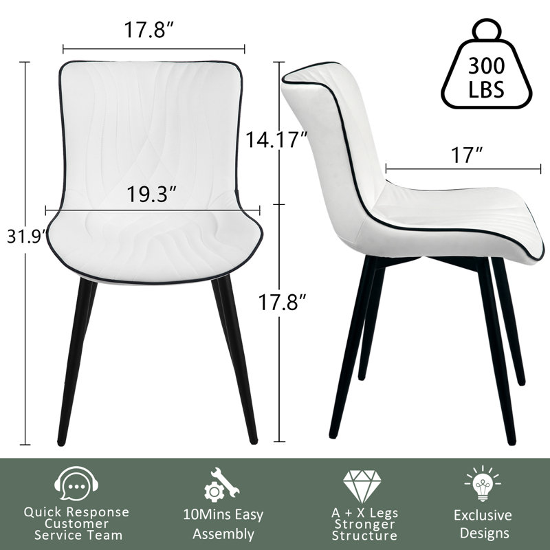 Comfortable Padded Dining Chairs with Back Easy Assembly Upholstered Side Chair, Accent Chairs for Kitchen, Dining Room