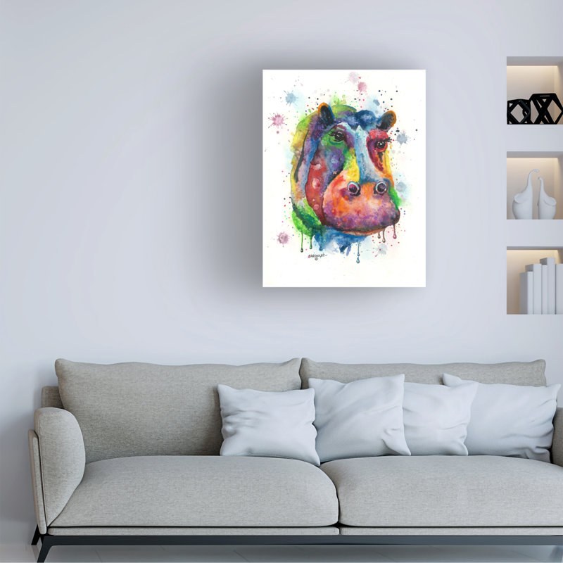 Art sur toile de Dave Bartholet Hippo, H 14 po x l 19 po