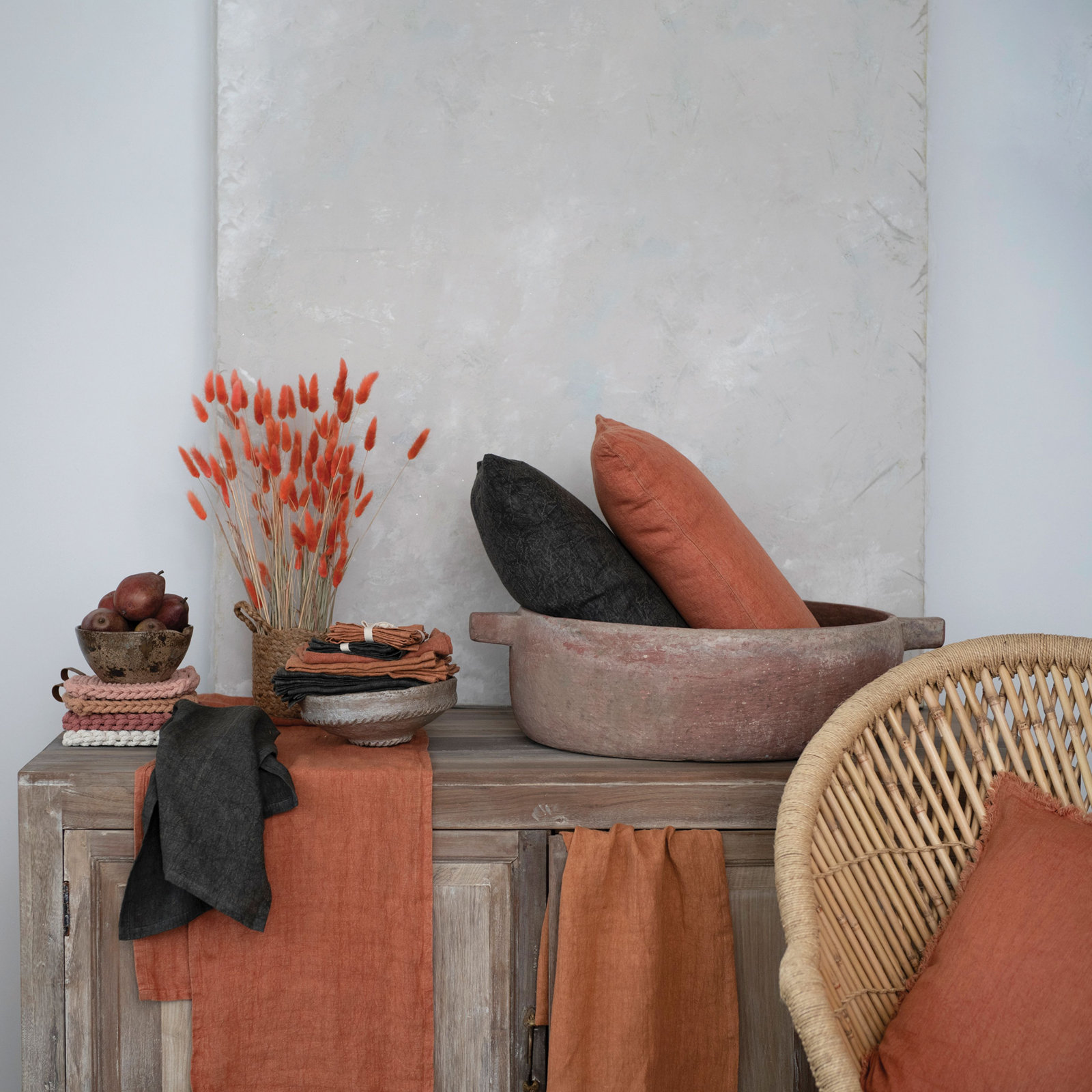 Vernon 108" Linen Table Runner, Orange