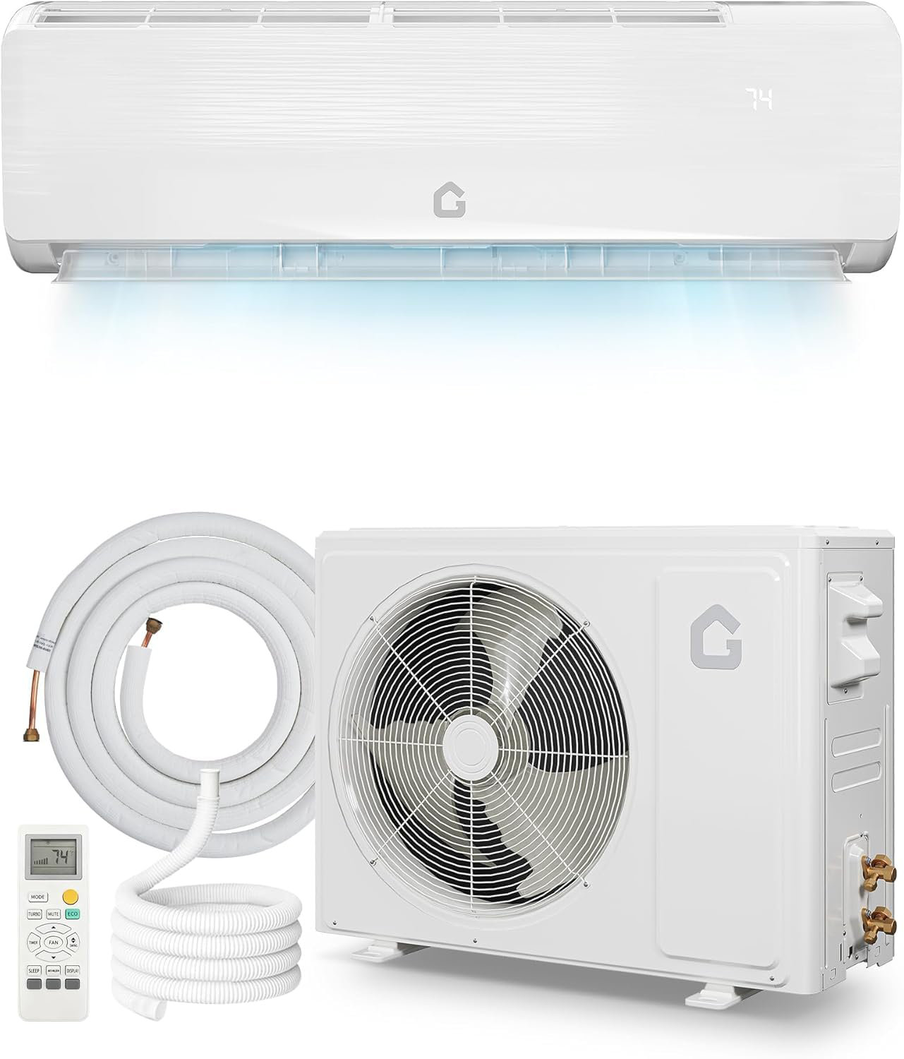 GarveeHome 18000 BTU Mini Split Air Conditioner Heat Pump System, 19 ...