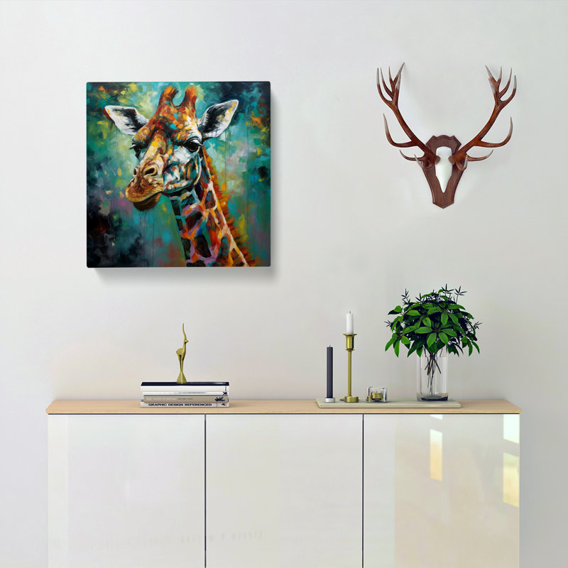 Giraffe Expressionism No.2 - Wrapped Canvas, 50cm H x 50cm W x 3cm D