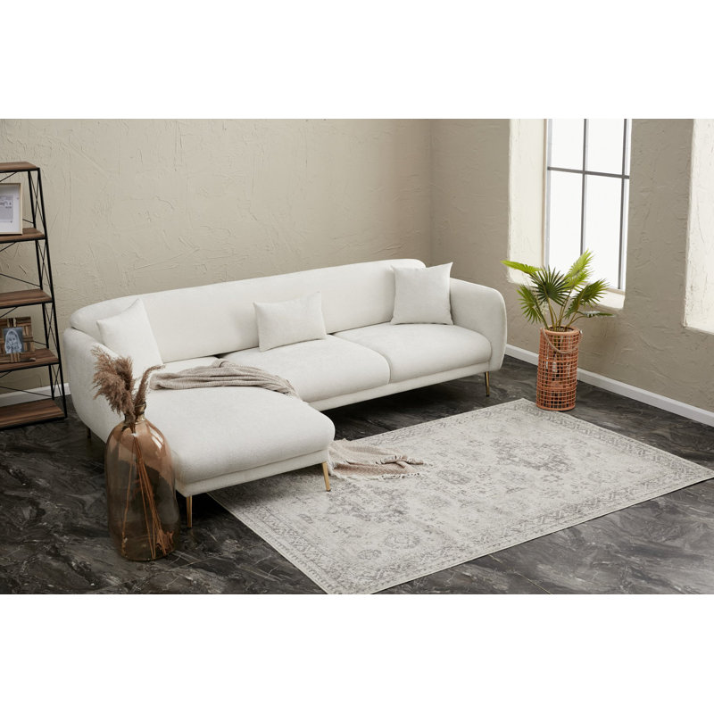 Canapé-lit tapissier Darron, 100 % polyester crème
