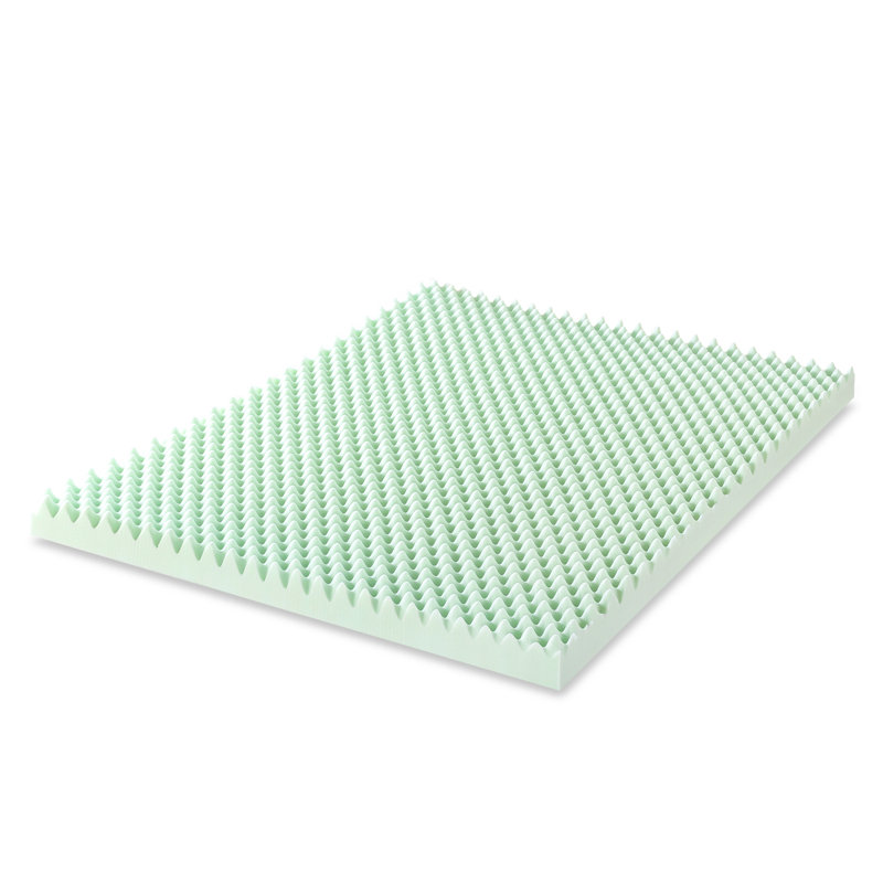 Surmatelas en mousse à mémoire de forme Nieves, 4", Thé vert, Grand lit court