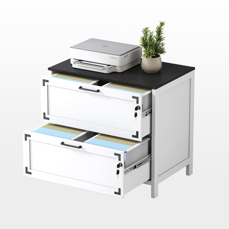 Classeur 2 tiroirs, classeur avec serrure pour bureau personnel, Blanc