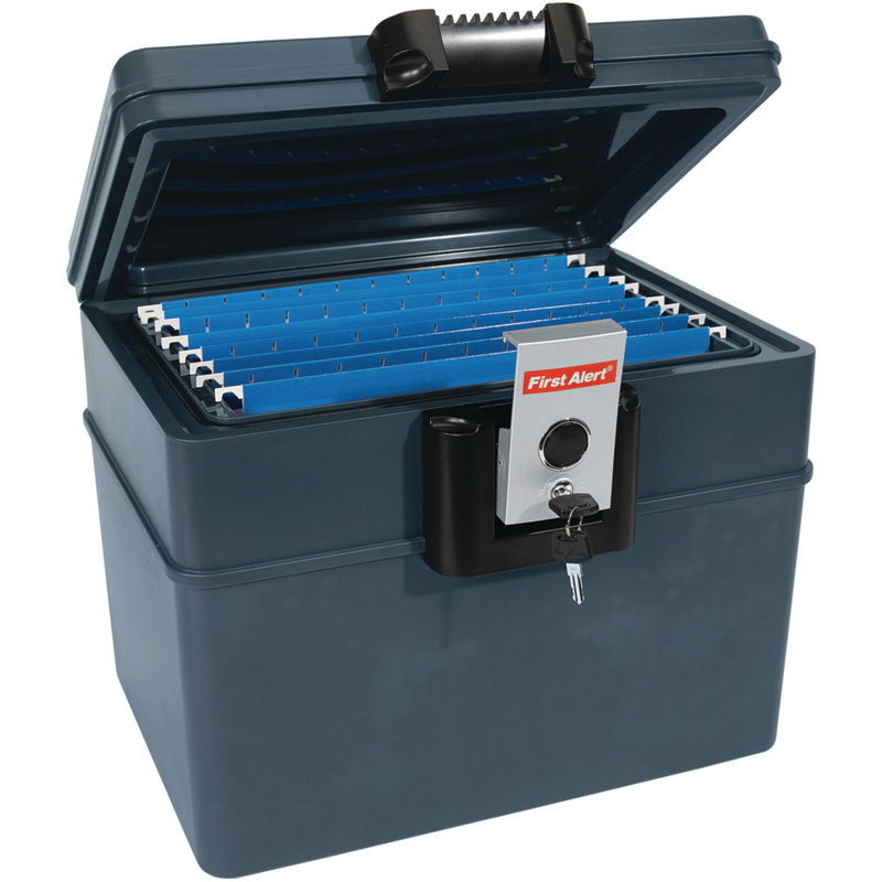 .59 Fireproof & Waterproof Security Safe, UL rated 30 minute fire rating at 1550 degrees. Key lock with push button open system