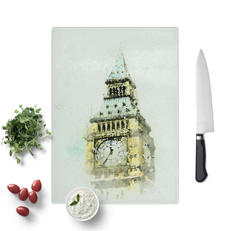 Tempered Glass Big Ben Chopping Board, 28.5 cm W x 39 cm L