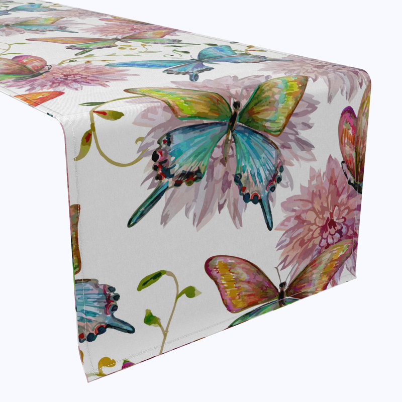 Fabric Textile Products Inc 100% Cotton Table Runner Floral Botanical Print Ivory, 16" x 108"