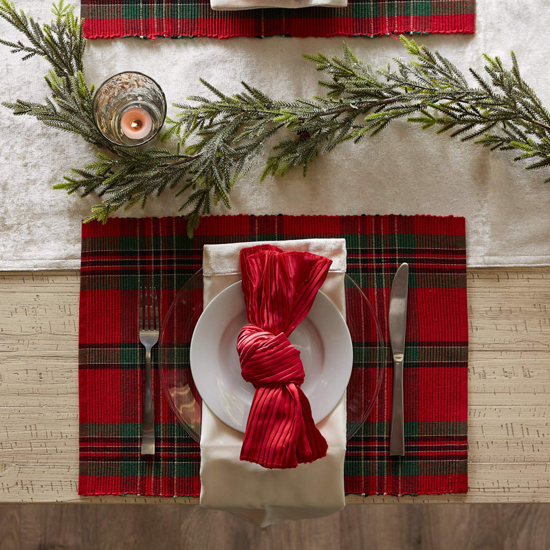 Holiday Plaid Cotton Placemats Set of 6