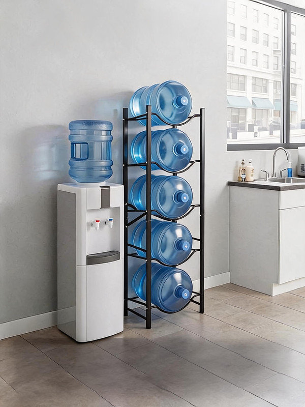 Support de rangement pour bouteilles d'eau à 5 niveaux et 5 gallons