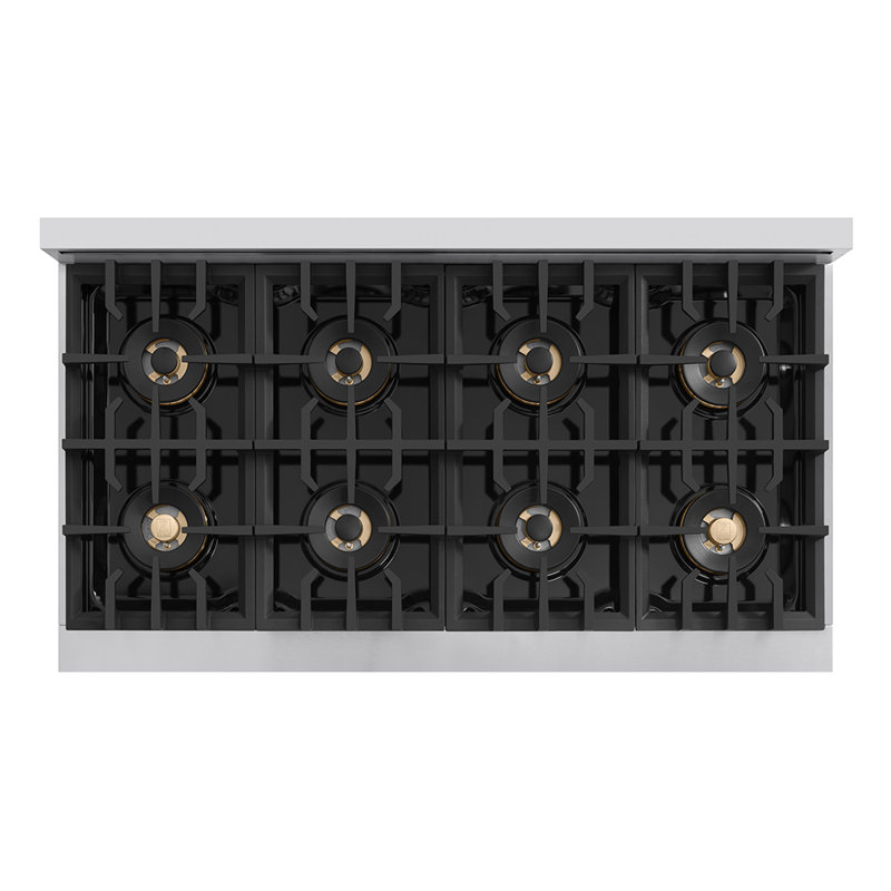 ZLINE 48 in. Classic Gas Range with 8 Burner DuoPro Cooktop and Dual Ovens with White Matte Doors, Stainless Steel