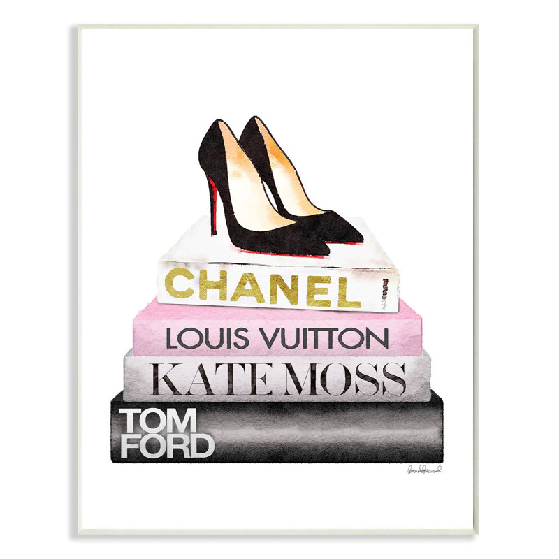 Chaussures de créateur de mode - rose, noir - impression, H 19 po x l 13 po x P 0,5 po, Plaque de bois