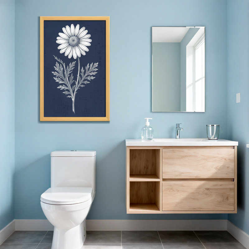 Plantes et fleurs marguerites sur fond, H 12 po x l 18 po, Toile tendue, Ne s’applique pas