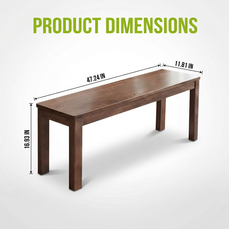 Banc de salle à manger en bois de chêne massif avec armature en métal pour le salon et la cuisine
