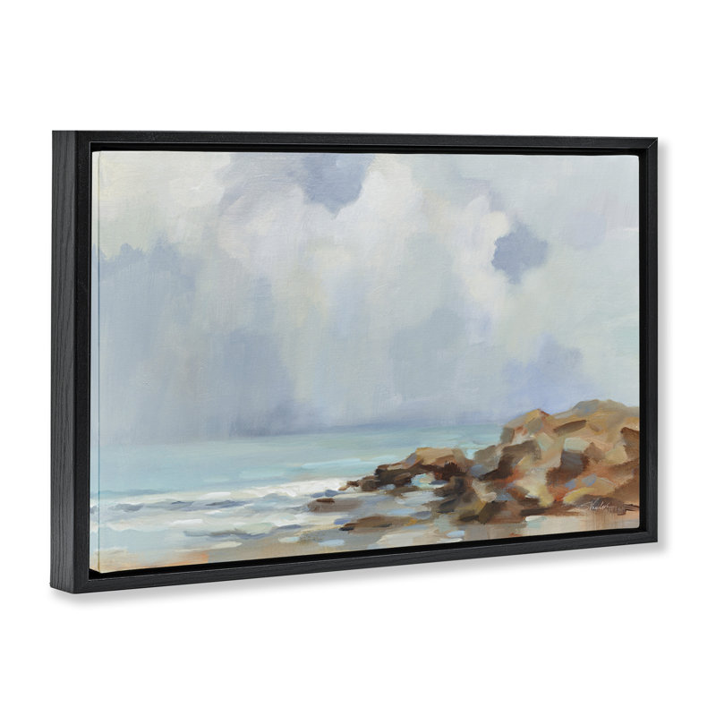  «Morning at Stone Beach» par Silvia Vassileva, H 21 po x l 31 po, Cadre flottant noir de jais