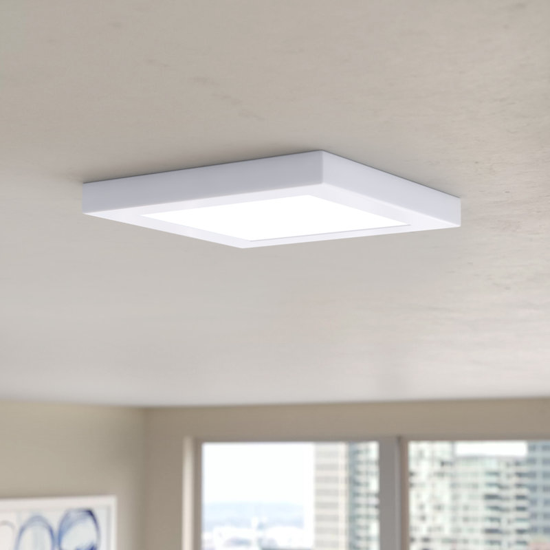 Bozrah Acrylic LED Flush Mount, White, 0.81" H x 9.81" W x 9.81" D