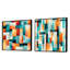 Orange et vert Popart Pop culture Pixels - formes abstraites carrées collage ensemble de 2-102162146-102162149