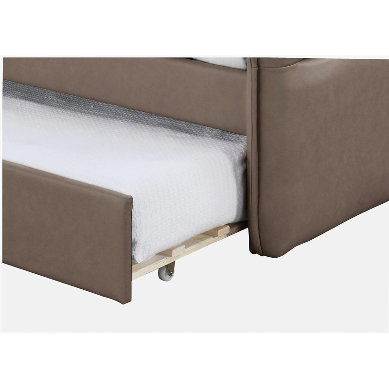 Daybed With a Trundle in Mocha, Brown