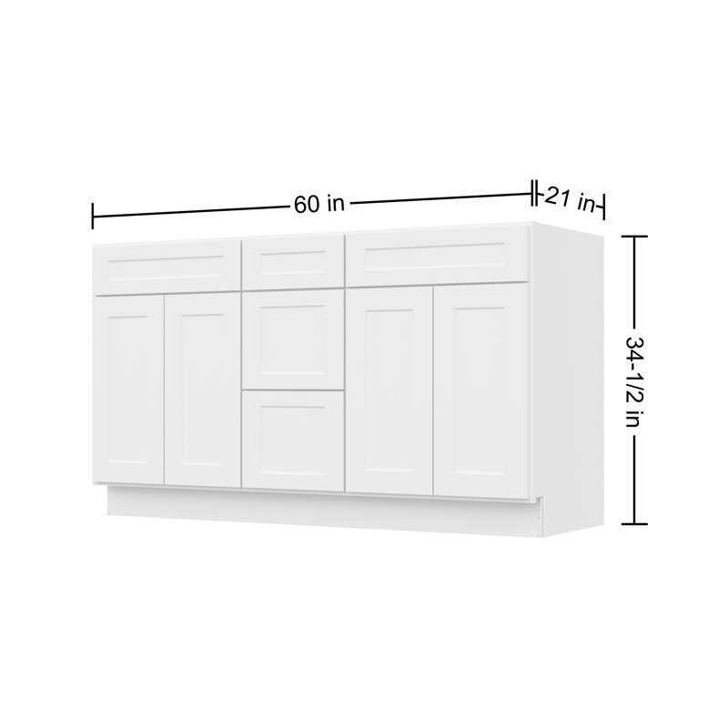 Bases-One Drawer Stack 60"×21"×34.5" Easy to Assemble Vanity Cabinet