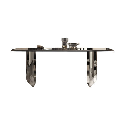 Tempered Glass Stainless Steel black Dining Table