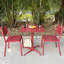 Table pliante carrée rouge - 23,6 po x 23,6 po x 29,5 po en fer intérieur et extérieur, résistante à la rouille, imperméable, robuste en forme de X, facile à plier et à ranger-976365682