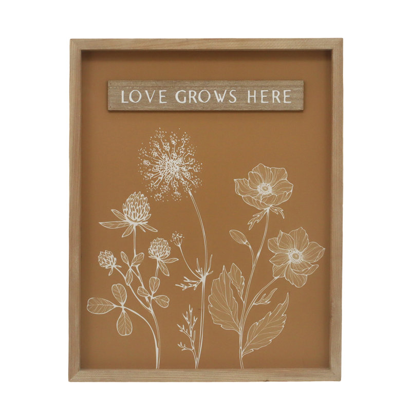 Impression d'art floral sur bois 17,75 po.