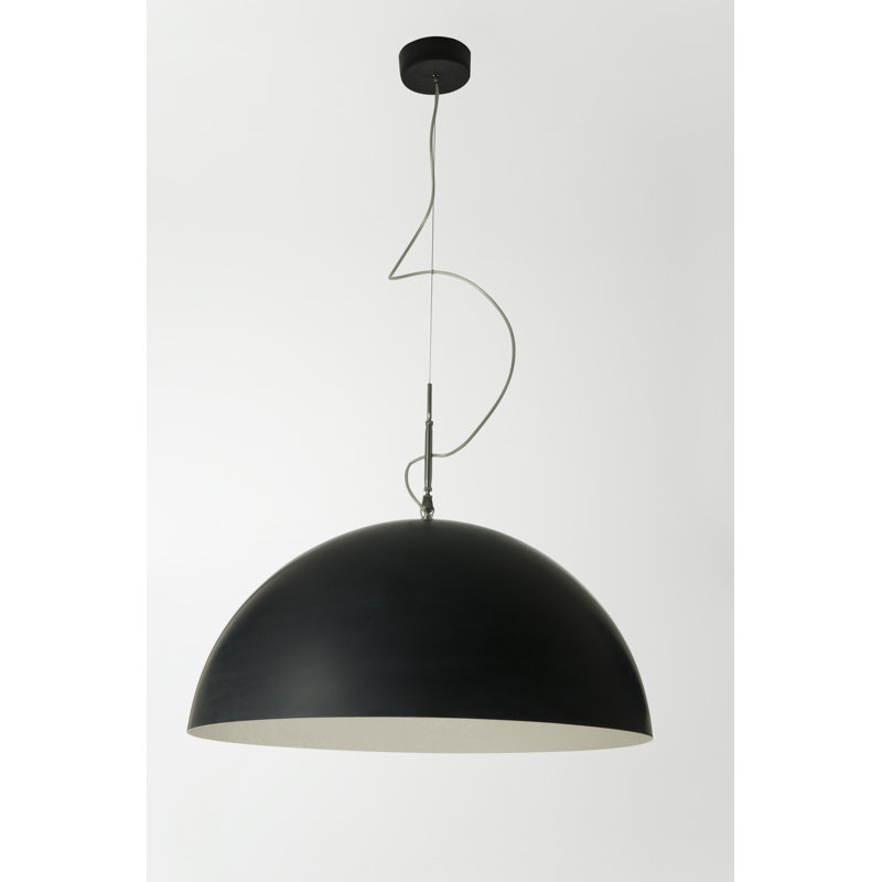 1 - Light Black Dome Pendant, Black/White