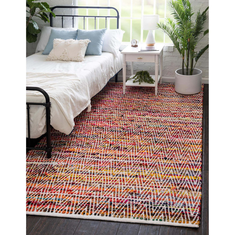 Drakeford Cotton Chevron Indoor Rug, Rectangle 7'1" x 10'