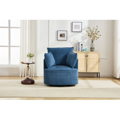 Fauteuil d'appoint pivotant, fauteuil demi-tonneau pivotant rond, fauteuil, fauteuil de salon, fauteuil de lecture en velours côtelé, canapé simple