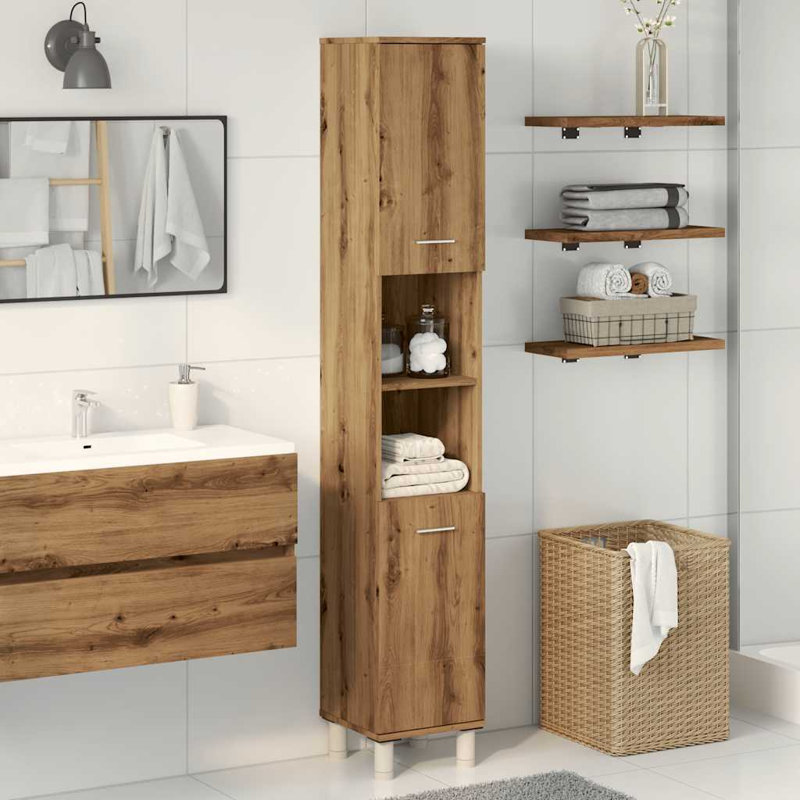 Avrey Freestanding Linen Cabinet, Artisan Oak