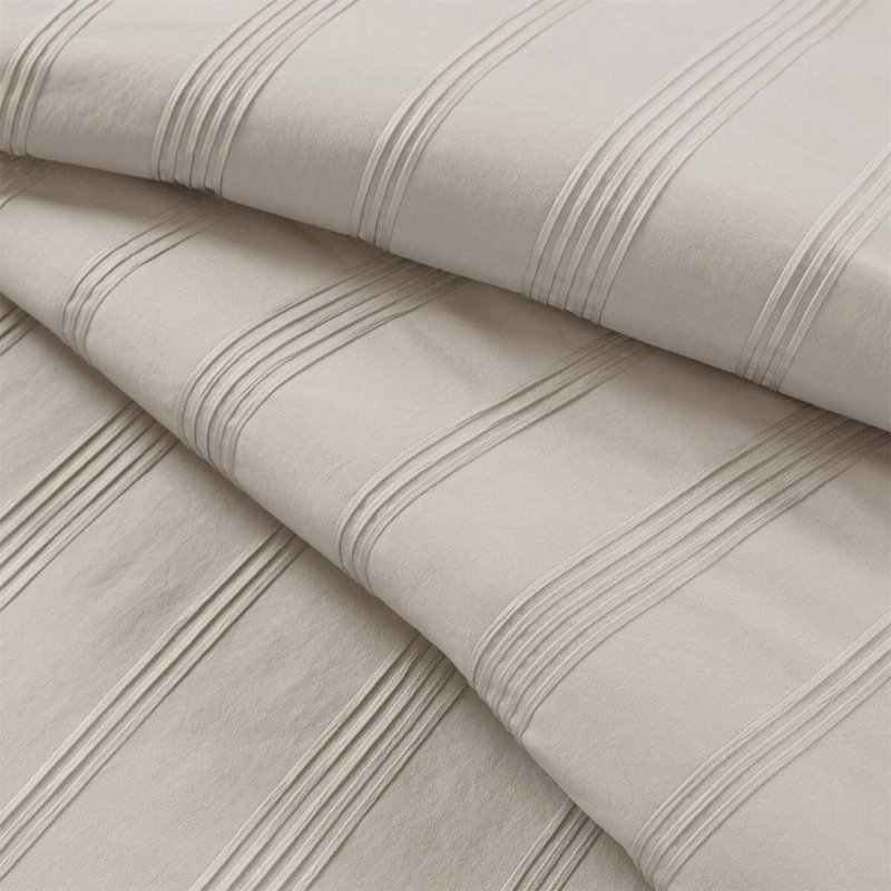 Ensemble d'édredon 7 pièces à rayures tissées pour grand lit, Grand édredon et 6 pièces supplémentaires, Neutre