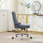 Fauteuil de bureau chenille capitonné à boutons avec base en métal chromé, chaise de bureau pivotante réglable-882612690