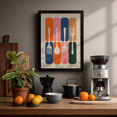 Modernist Cutlery Grid Mid-Century - Framed Print