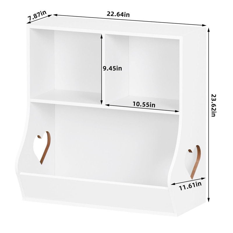 Baby Toddler Bookshelf and Storage Organizer, Kids Cabinet and Bookcase, Wooden 3 Cubby Children Book Shelf for Playroom, Bedroom, Nursery, School(White)